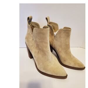 Forever Beige Faux Suede Boots Bootie 3" Chunky Heel See Pictures for condition